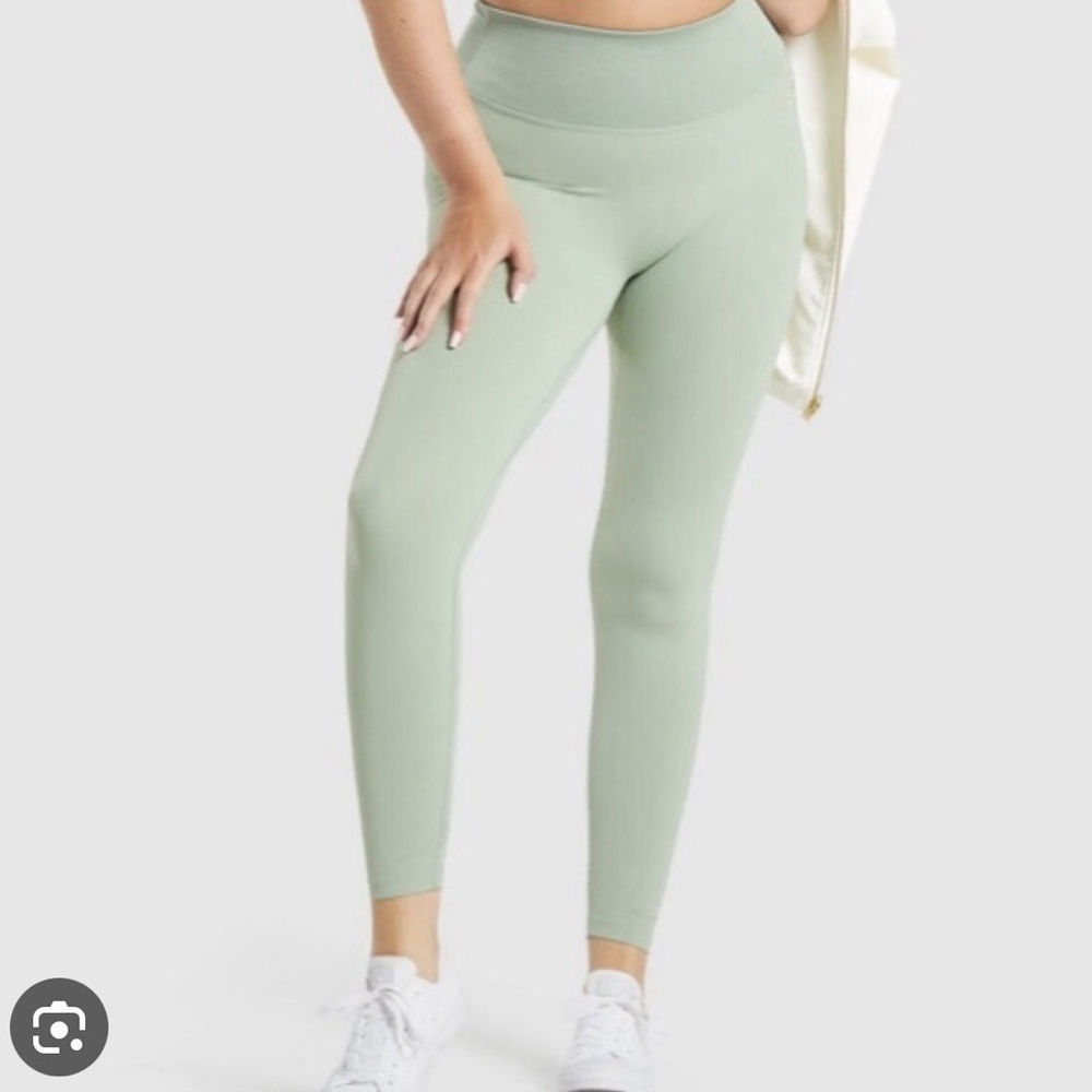 Whitney Simmons Gymshark waist rib waist leggings Moss green size small new